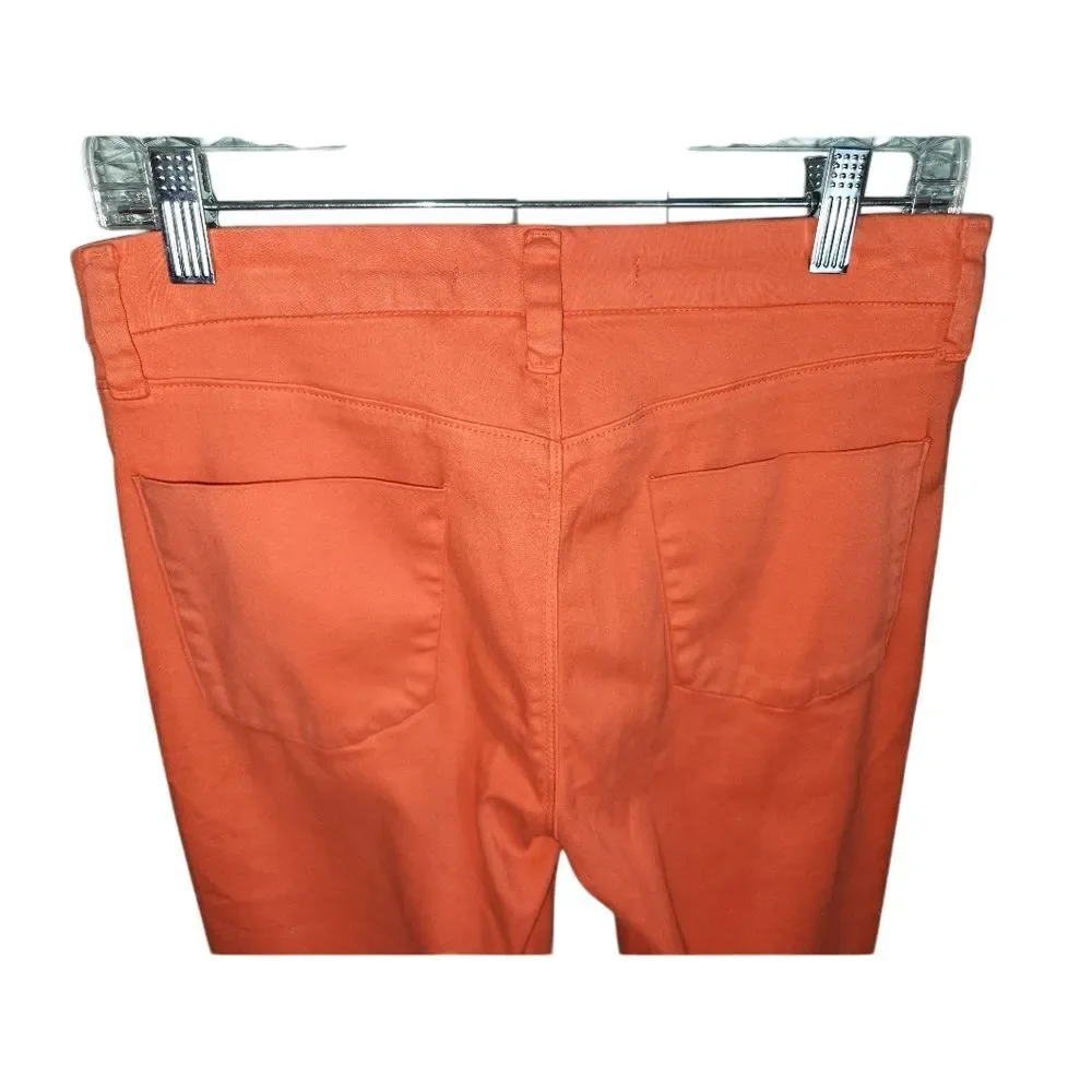 J Brand Luxe Sateen‎ Orange Mid-Rise Skinny Crop Pants NWT